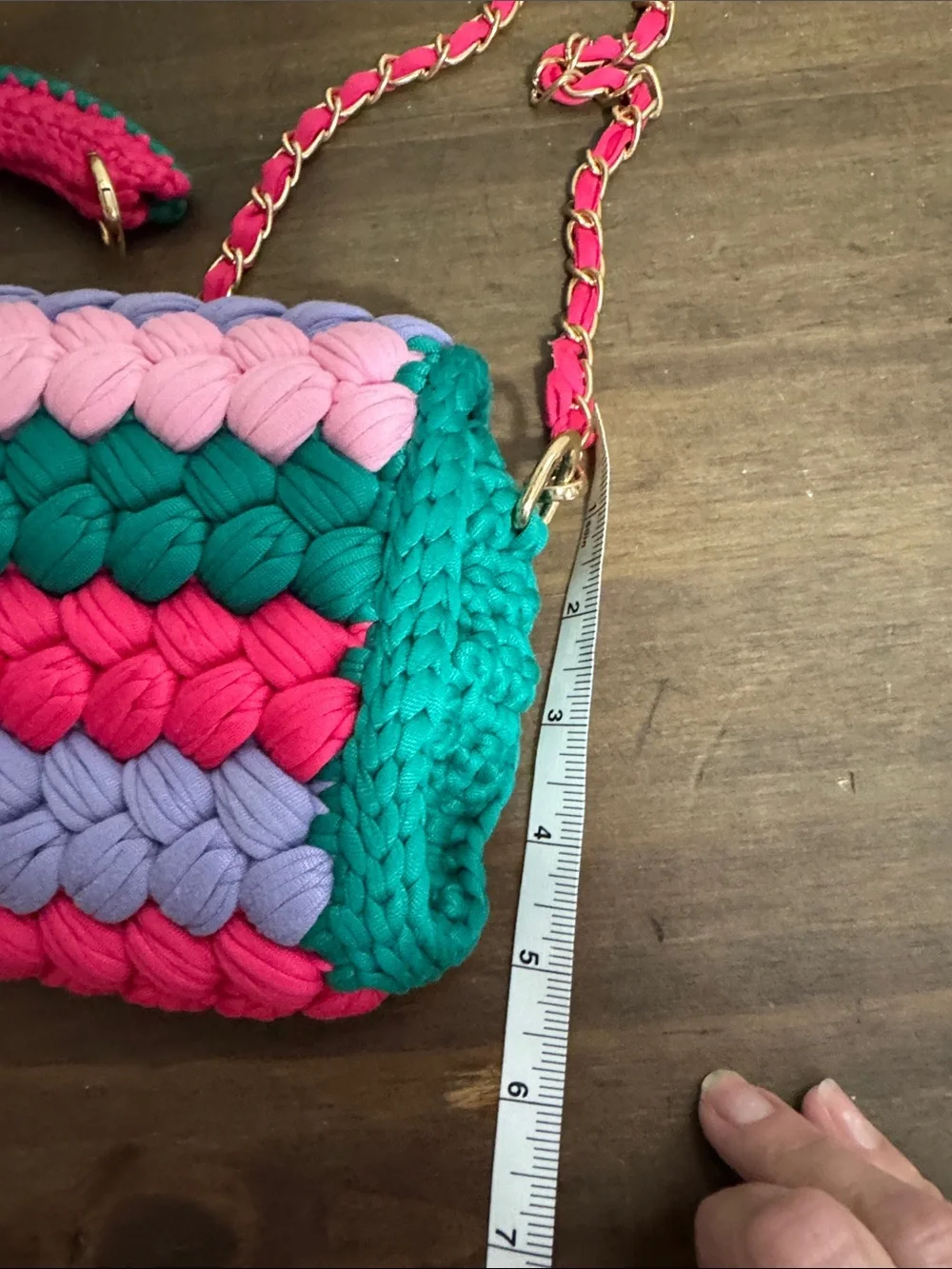 Colorful Woven Crochet Crossbody Bag Pink Teal Lavender Tassel